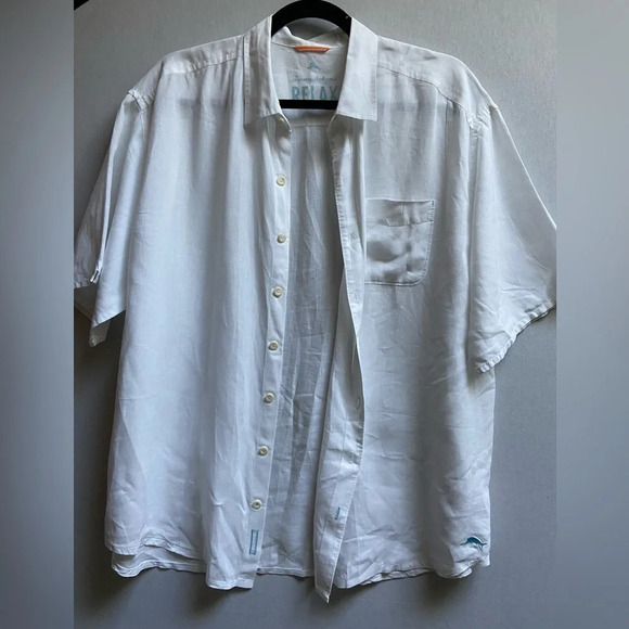 Tommy Bahama 100% Linen Relaxed Fit White short sleeve button  shirt Sz 1XB - Picture 2 of 13